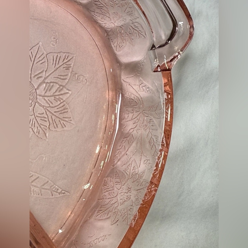 Vintage Jeanette Poinsettia Pink Depression Selenium Glass Divided Relish Dish - Picture 3 of 7